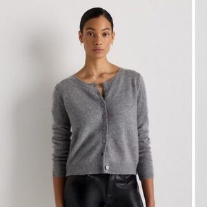Quince 100% Cashmere Crop Cardigan In Gray NWOT